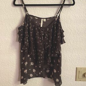Lauren Conrad Floral Ruffle Tank Top